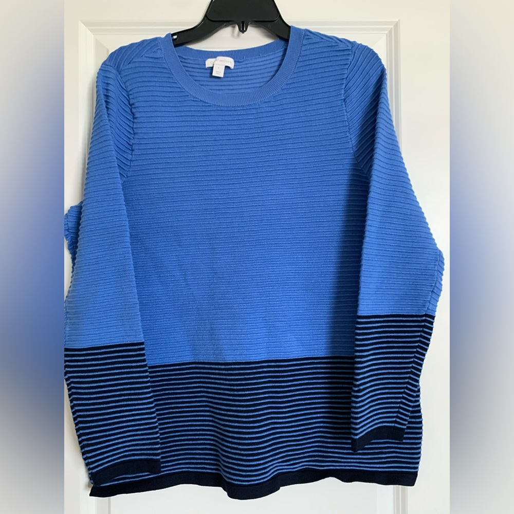 Charter Club Cerulean Striped Ribbed Sweater